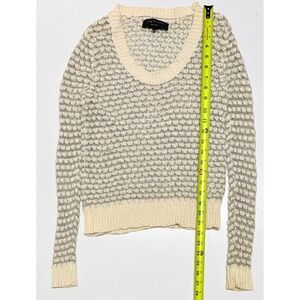 Rag & Bone New York Cream Silver Popcorn Knit Scoop Neck Sweater Womens Medium